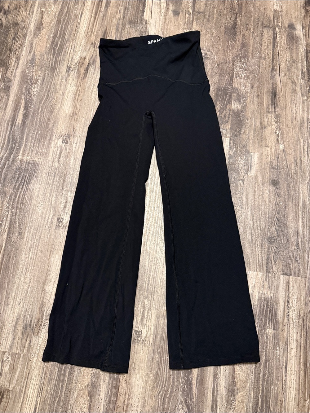 SPANX Black High-Waist Wide-Leg Pants with Shaping Panel. Booty boost